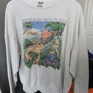 *NATURE* White Crewneck Sweater with Frog Print